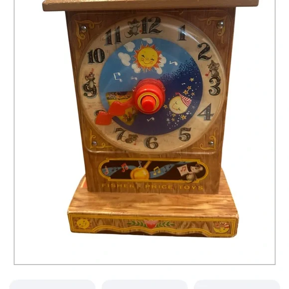 1964 Fisher Price toy # 997 wooden tie rock teaching clock - Picture 2 of 8